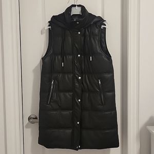 Zara faux leather long puffer